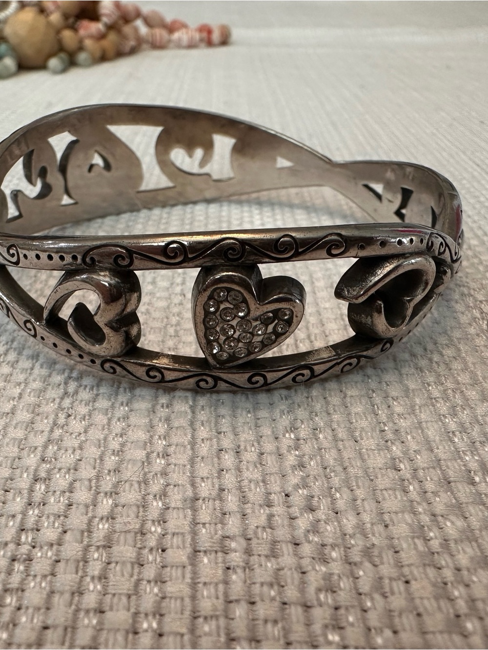 Brighton Silver-Tone Heart with crystals Bracelet